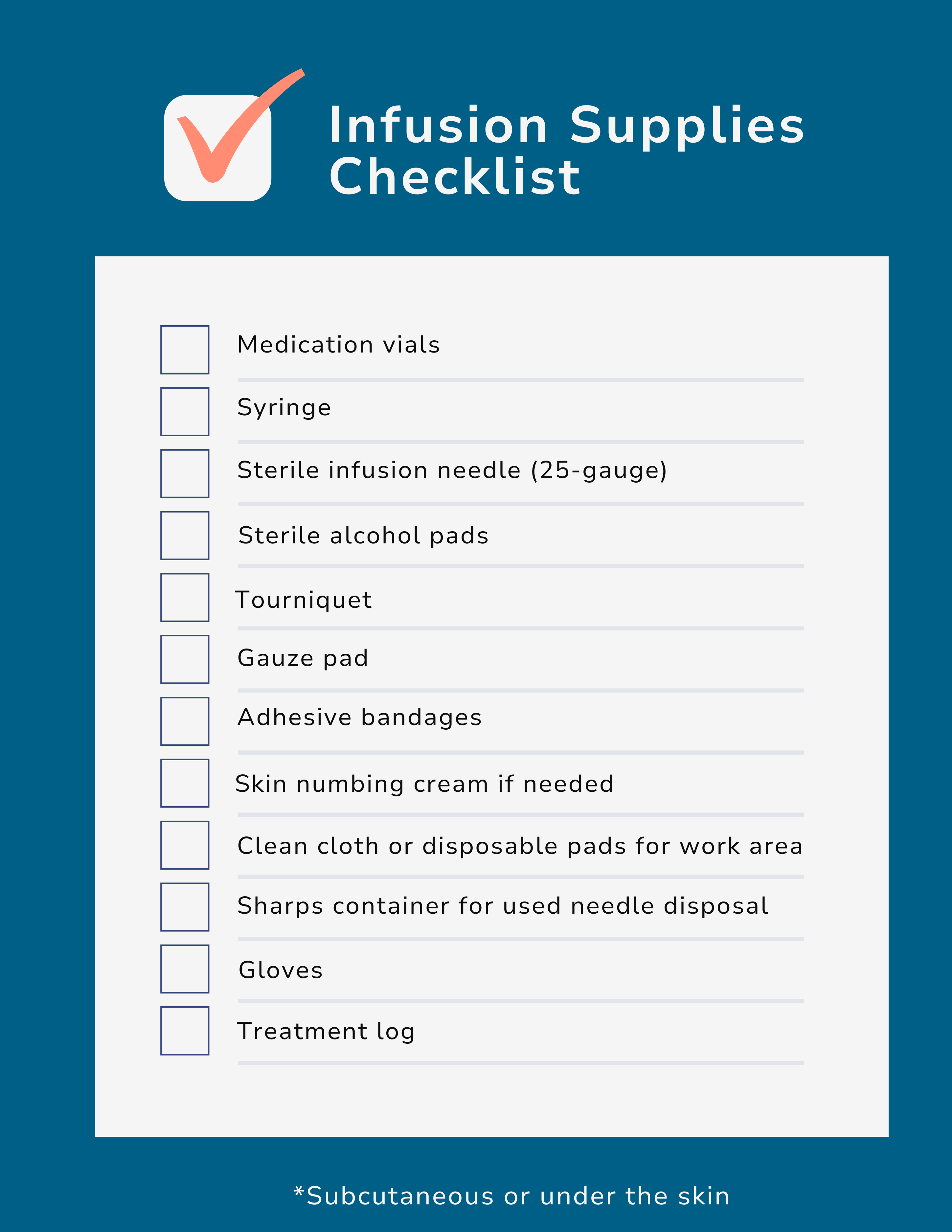 Infusion Supplies Checklist - Adult