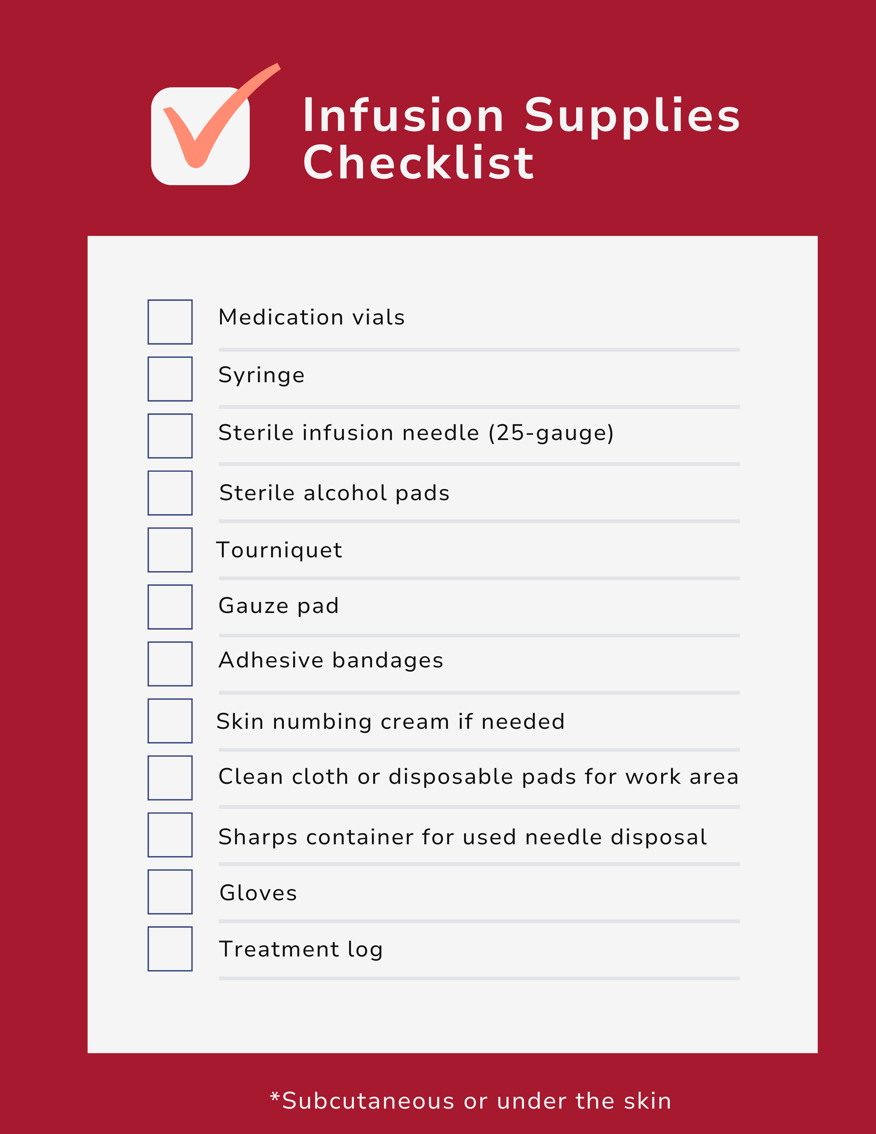 Infusion Supplies Checklist 16-25