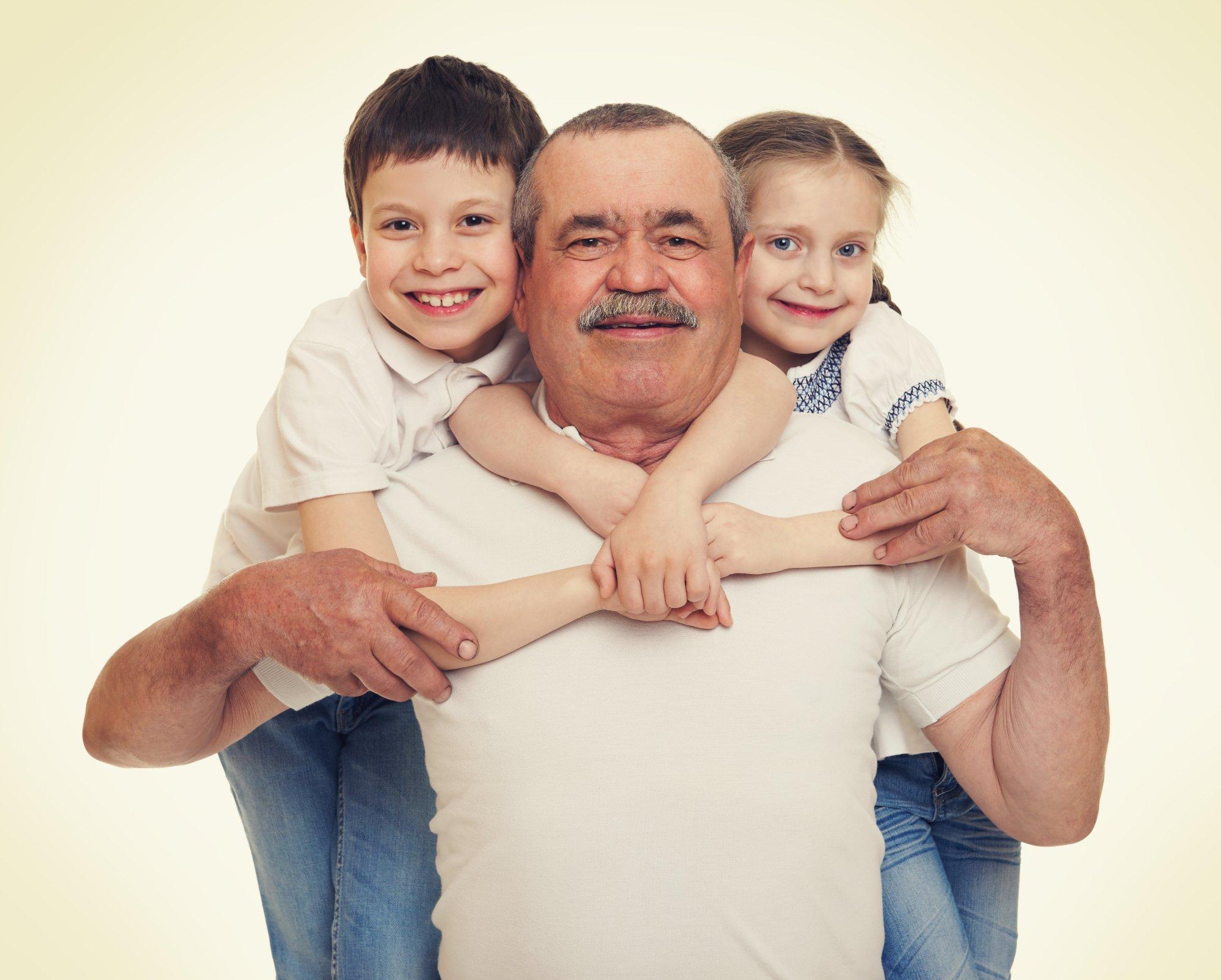 Grandfather and grandchildren portrait