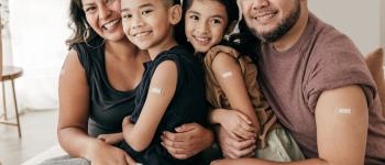 Vaccination, Family, Adhesive Bandage, Latin American and Hispanic Ethnicity, Multiracial Group